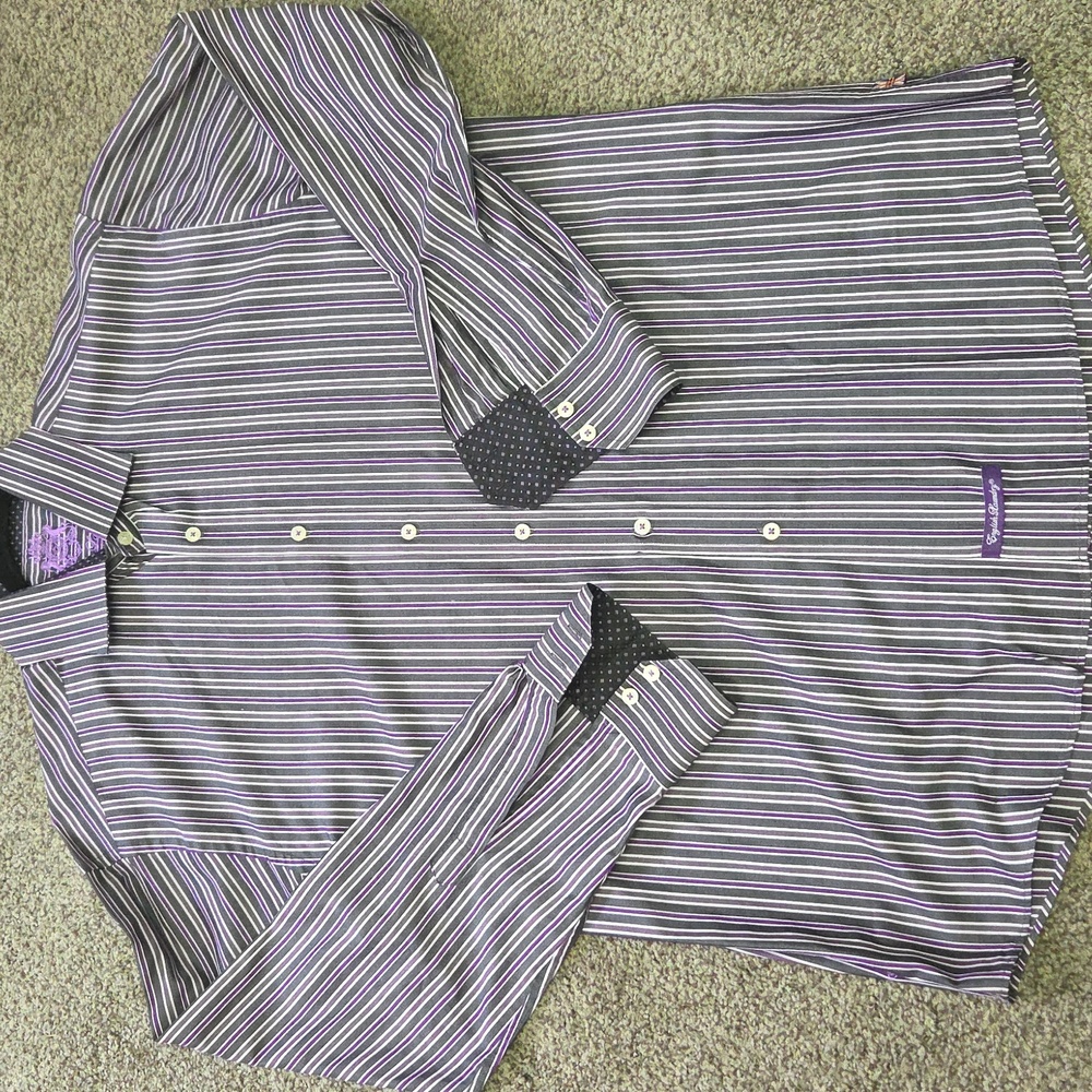 Men's Striped Purple Shirt English Laundry Sz 17